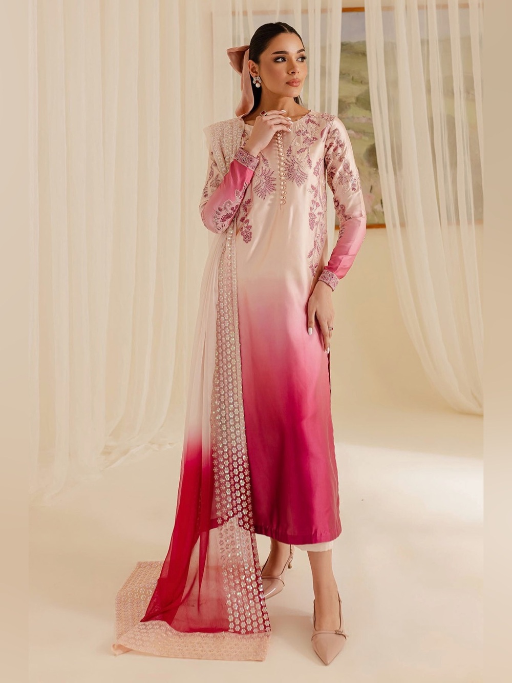 Nureh Fancy Raw Silk Pakistani Suit